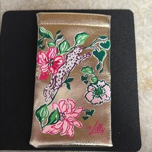 Lilly Pulitzer Gold Case with Pink and Green Floral Design
